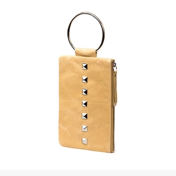 deGroot Soirée Wrist Clutch with Rivet Accent - Light Tan - Picture 1 of 5